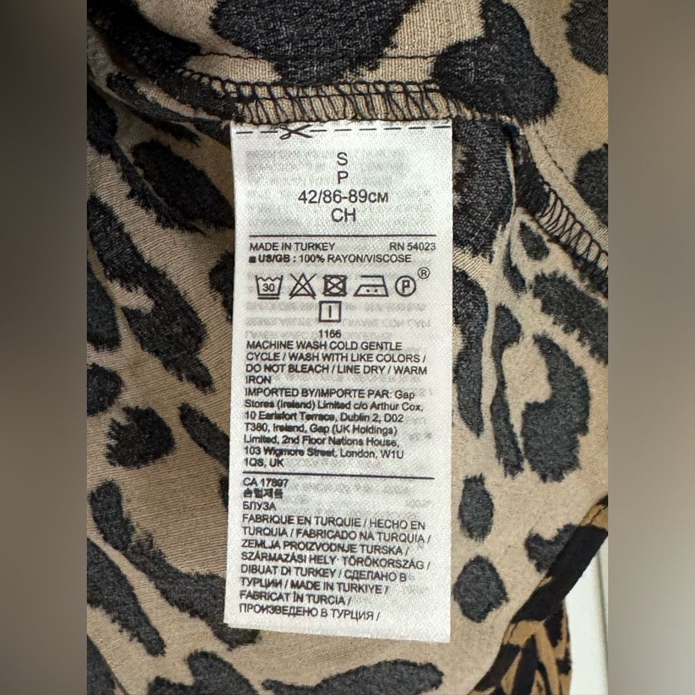 NWT Banana Republic Animal Print Peplum Blouse Brown & Black Sz S - Picture 5 of 11